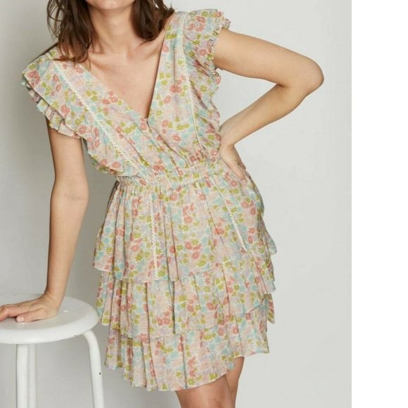 Love The Label Dresses & Skirts - NWT LOVE THE LABEL Ines Floral Ruffle Mini Dress Medium